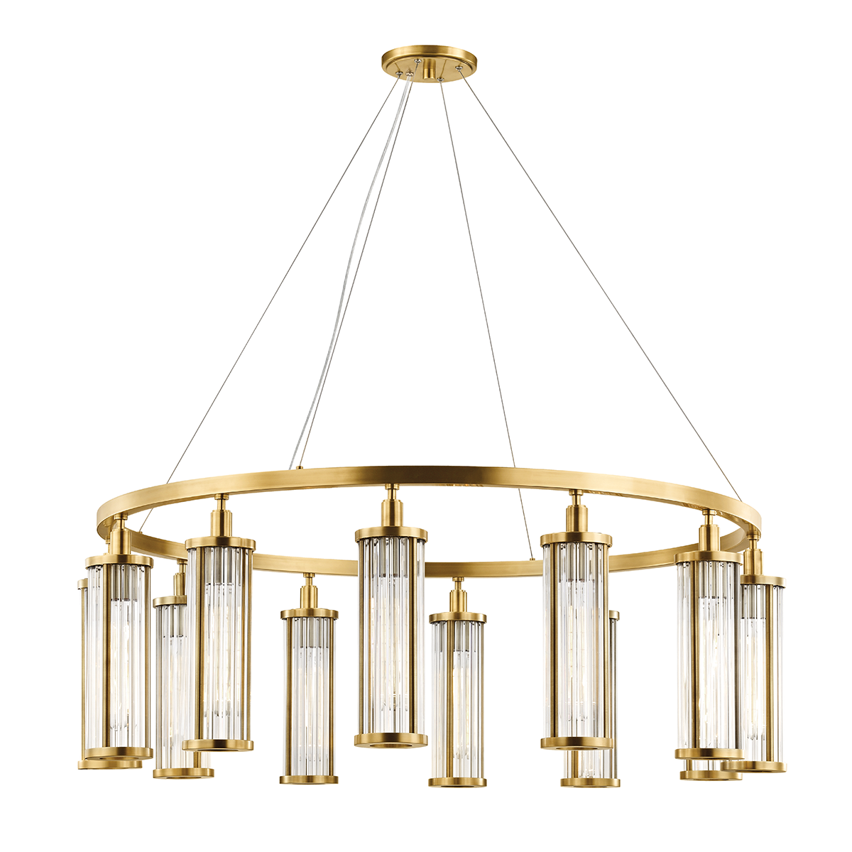 Marley Chandelier 42.5" in aged brass — a Hudson Valley chandelier for dining rooms, entries, and living rooms at Laurie Yapp Home.