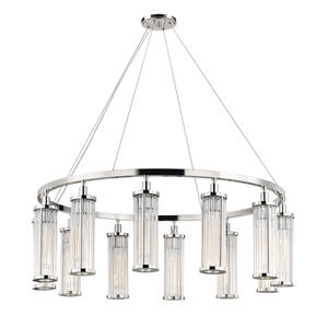 Marley Chandelier 42.5" in polished nickel shown from a second angle to highlight the frame, arms, and shade detail.