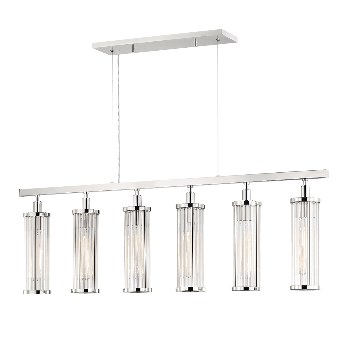 Marley Linear in polished nickel — a Hudson Valley linear for dining rooms, kitchen islands, and long consoles at Laurie Yapp Home.