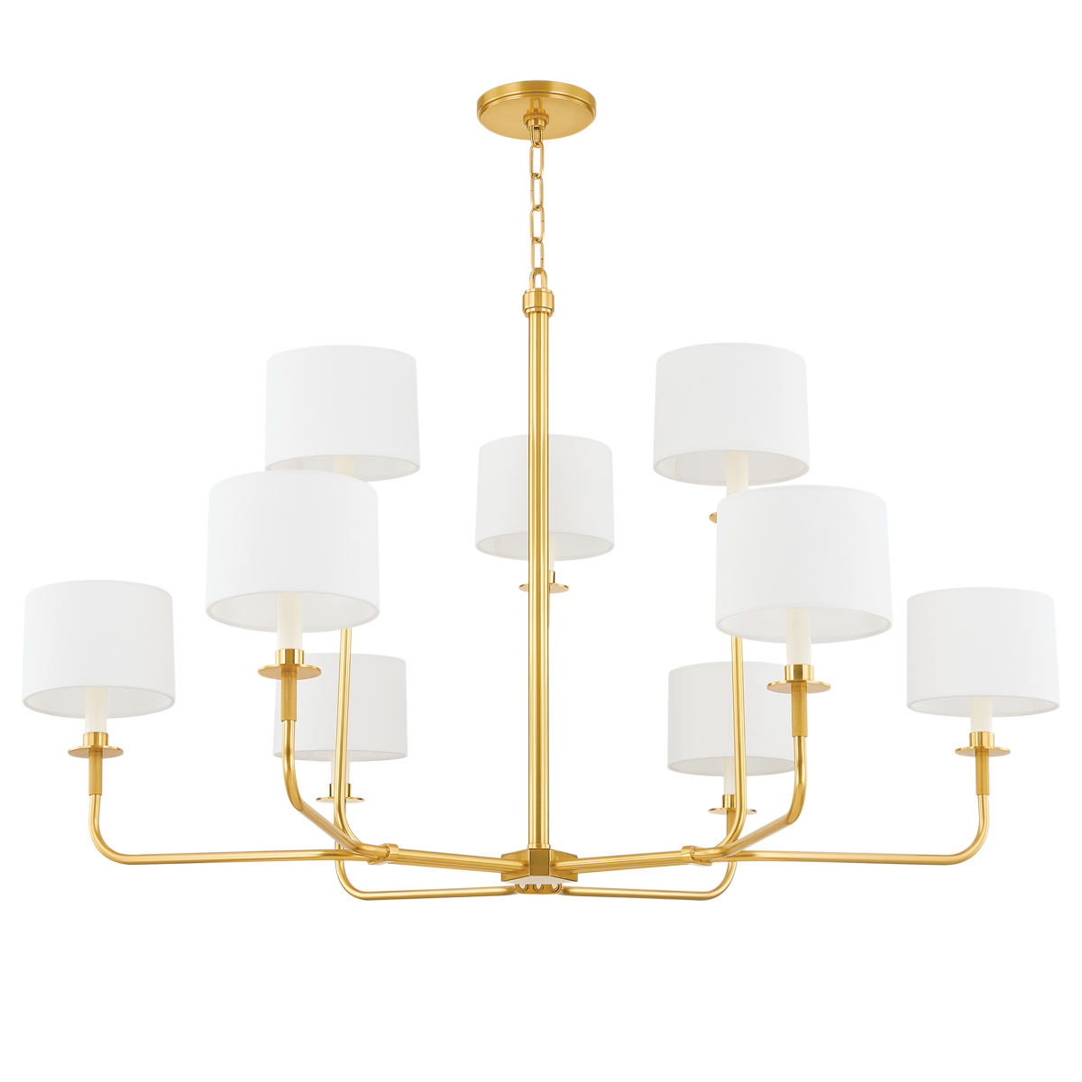 Paramus Chandelier 48" in aged brass — a Hudson Valley chandelier for dining rooms, entries, and living rooms at Laurie Yapp Home.