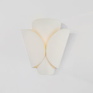 Close-up of the Savoie Wall Sconce in aged brass showing the arm curve and shade silhouette.