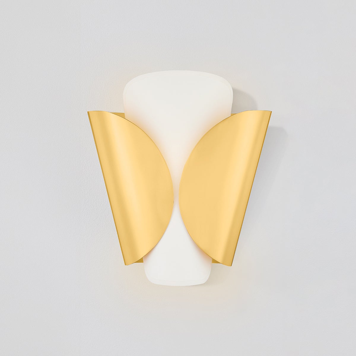 Close-up of the Savoie Wall Sconce in aged brass showing the arm curve and shade silhouette.