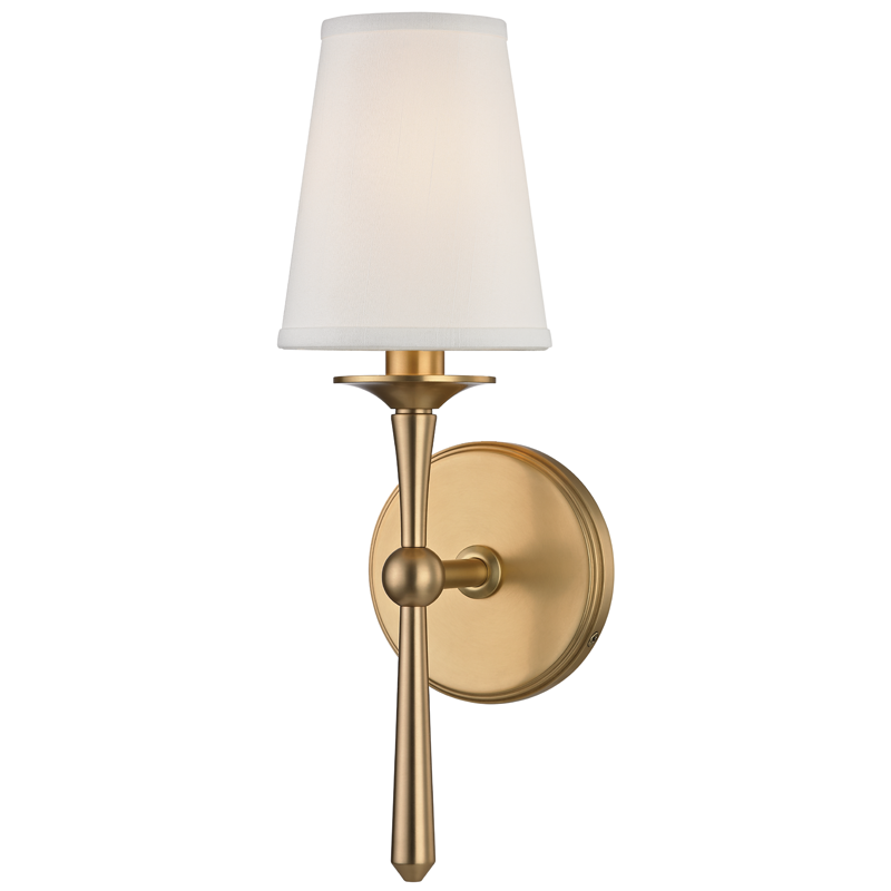 Islip Wall Sconce in aged brass — a Hudson Valley wall sconce for bathrooms, hallways, and living rooms at Laurie Yapp Home.
