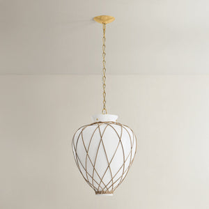 Apple Valley Pendant 17.25" in aged brass shown from a second angle to highlight the shade shape and metal detail.