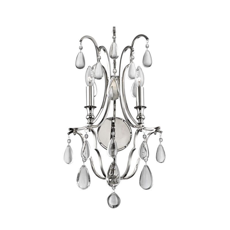 Crawford Wall Sconce in polished nickel — a Hudson Valley wall sconce for bathrooms, hallways, and living rooms at Laurie Yapp Home.