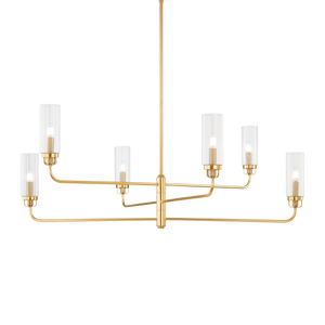 Halifax Chandelier in aged brass — a Hudson Valley chandelier for dining rooms, entries, and living rooms at Laurie Yapp Home.