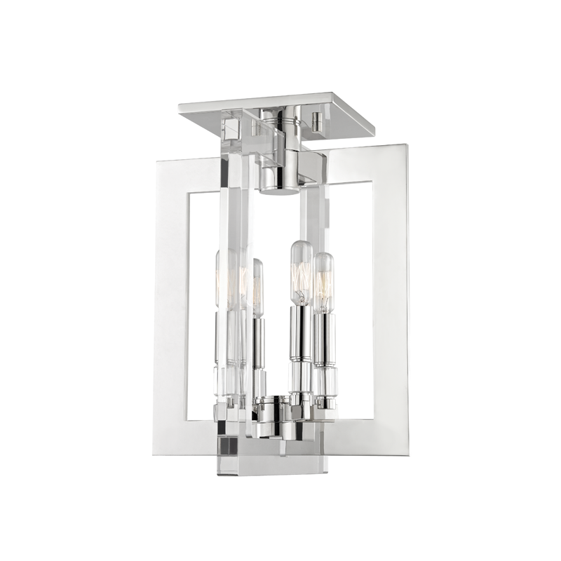 Wellington Semi Flush in polished nickel — a Hudson Valley semi flush for hallways, bedrooms, and entryways at Laurie Yapp Home.