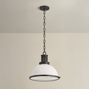 Close-up of the Pinesbridge Pendant 14.5" in dark bronze showing the shade shape and metal detail.