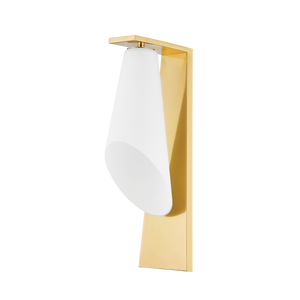 Andros Wall Sconce in aged brass — a Hudson Valley wall sconce for bathrooms, hallways, and living rooms at Laurie Yapp Home.