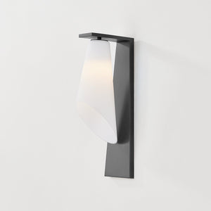 Close-up of the Andros Wall Sconce in bronze showing the arm curve and shade silhouette.