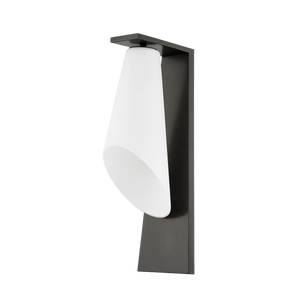 Andros Wall Sconce in bronze shown from a second angle to highlight the arm curve and shade silhouette.