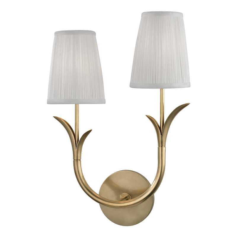 Deering Wall Sconce 11" x 17.75" in aged brass — a Hudson Valley wall sconce for bathrooms, hallways, and living rooms at Laurie Yapp Home.