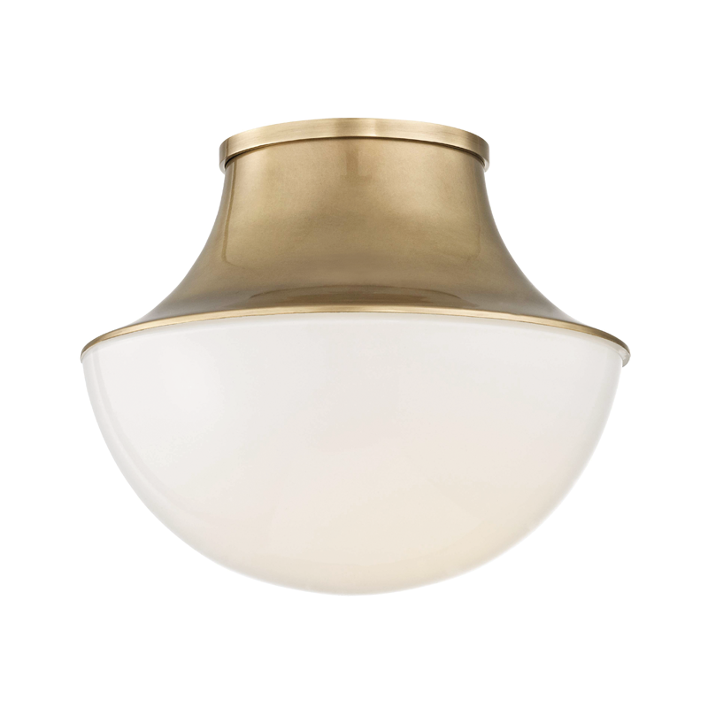 Lettie Flush Mount 10.75" in aged brass — a Hudson Valley flush mount for hallways, bedrooms, and entryways at Laurie Yapp Home.