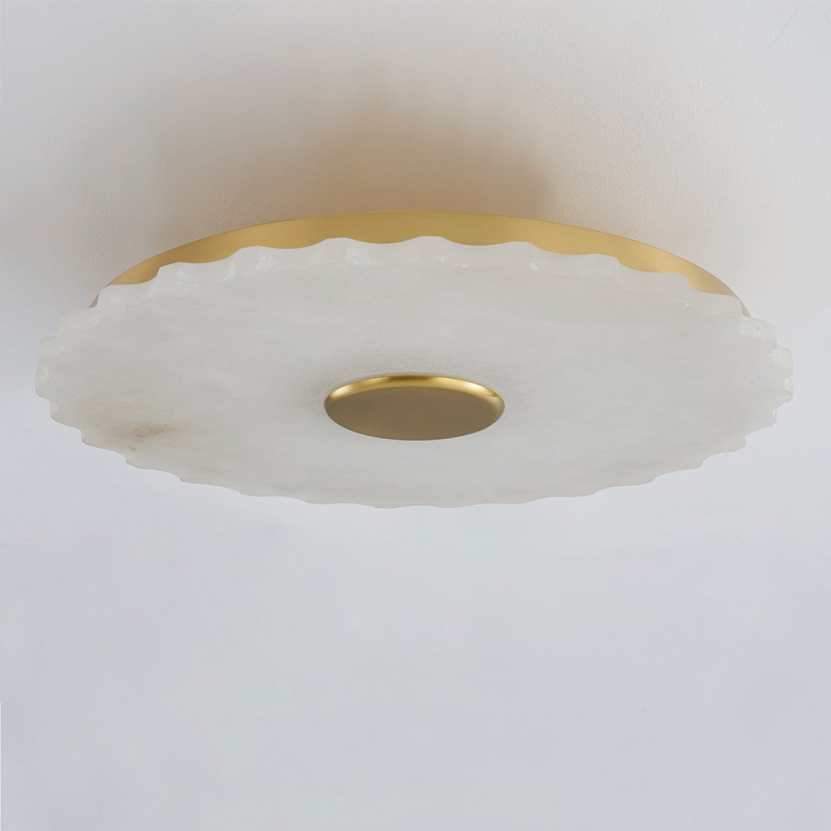 Highland Falls Flush Mount in aged brass — a Hudson Valley flush mount for hallways, bedrooms, and entryways at Laurie Yapp Home.