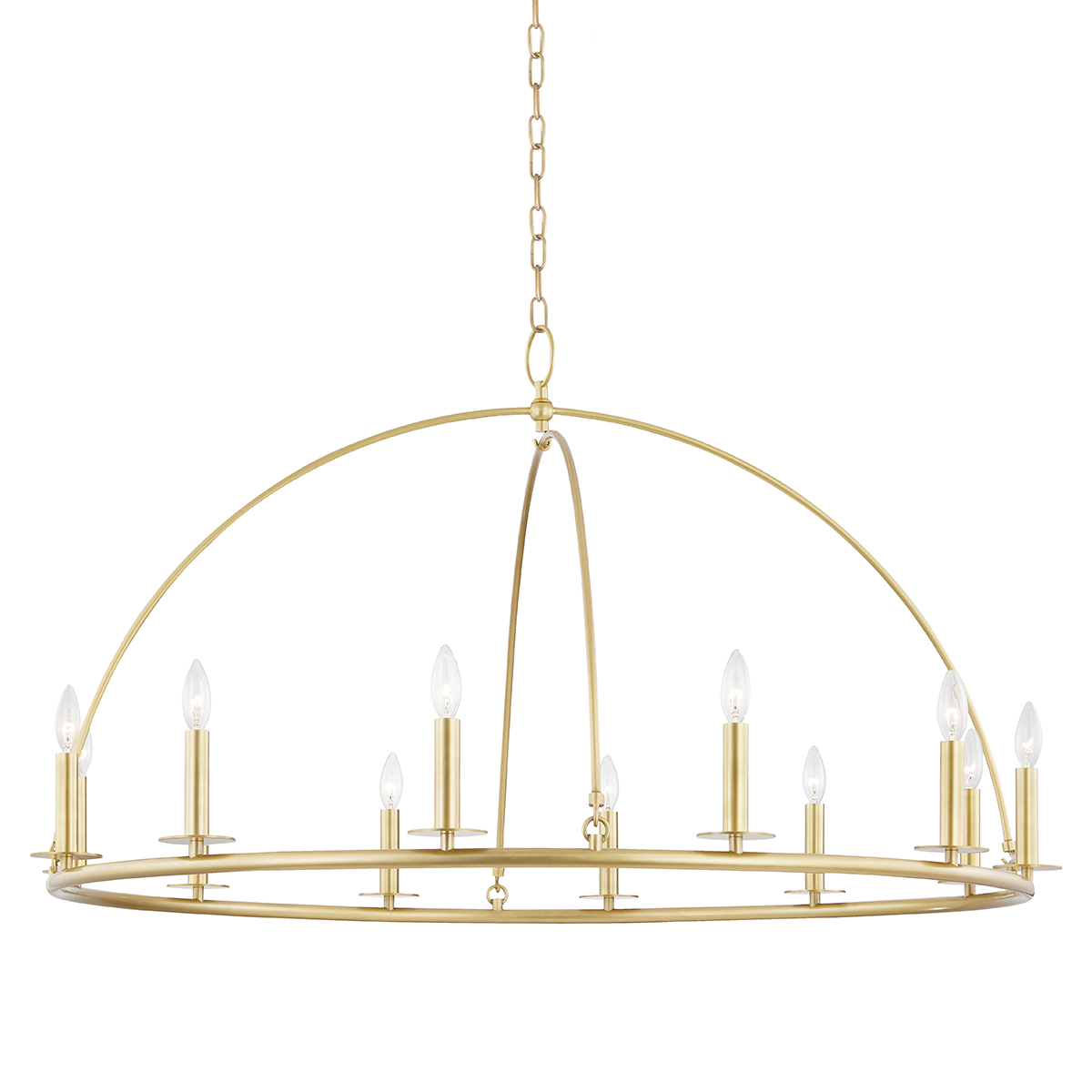 Howell Chandelier 47" x 26.5" in aged brass — a Hudson Valley chandelier for dining rooms, entries, and living rooms at Laurie Yapp Home.