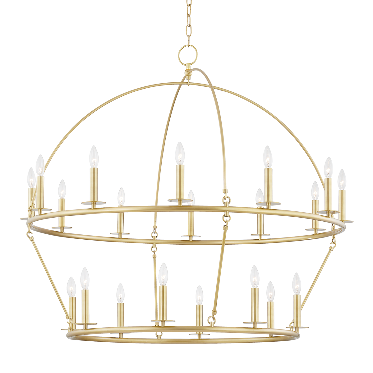 Howell Chandelier 47" x 42.25" in aged brass — a Hudson Valley chandelier for dining rooms, entries, and living rooms at Laurie Yapp Home.
