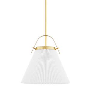 Aldridge Pendant 16" in aged brass — a Hudson Valley pendant for kitchens, entries, and dining rooms at Laurie Yapp Home.