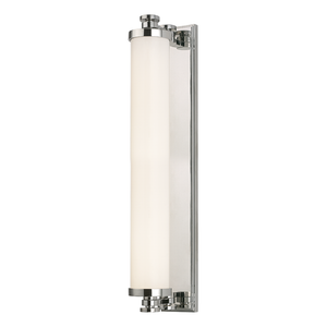 Sheridan Bath And Vanity 3.25" x 23.5" in polished nickel shown from a second angle to highlight the arm spread and shade silhouette.