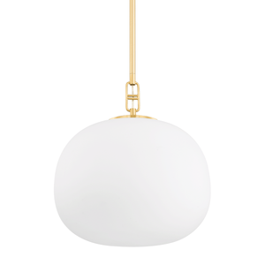Ingels Pendant 16" in aged brass — a Hudson Valley pendant for kitchens, entries, and dining rooms at Laurie Yapp Home.