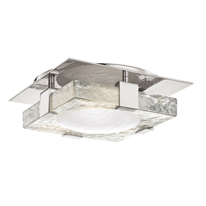 Bourne Semi-Flush 10.5" in polished nickel shown from a second angle to highlight the arm curve and shade silhouette.