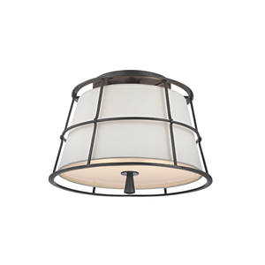 Savona Semi Flush in bronze shown from a second angle to highlight the shade profile and mounting canopy.