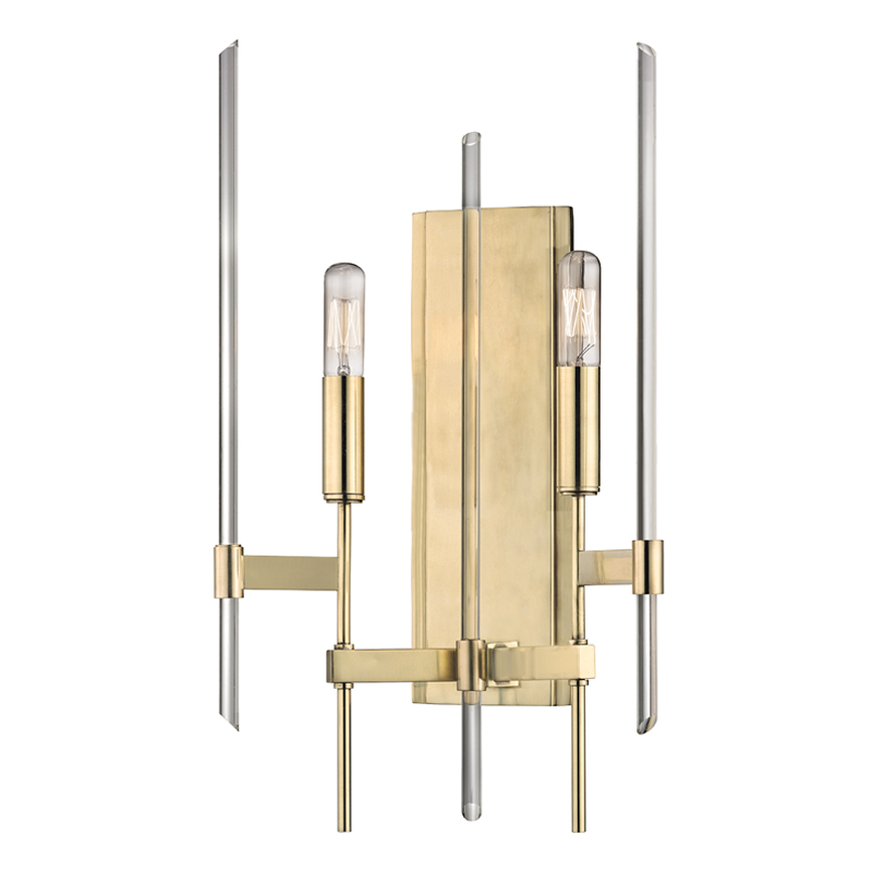 Bari Wall Sconce in aged brass — a Hudson Valley wall sconce for bathrooms, hallways, and living rooms at Laurie Yapp Home.