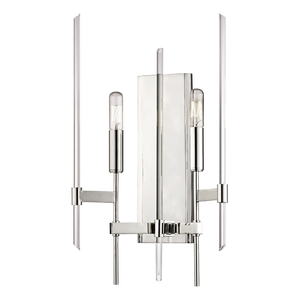 Bari Wall Sconce in polished nickel shown from a second angle to highlight the arm curve and shade silhouette.