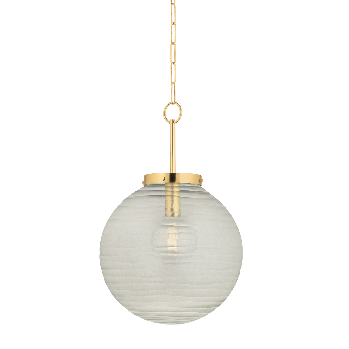 Falls Mills Pendant 16" in aged brass — a Hudson Valley pendant for kitchens, entries, and dining rooms at Laurie Yapp Home.