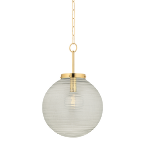 Falls Mills Pendant 16" in aged brass — a Hudson Valley pendant for kitchens, entries, and dining rooms at Laurie Yapp Home.