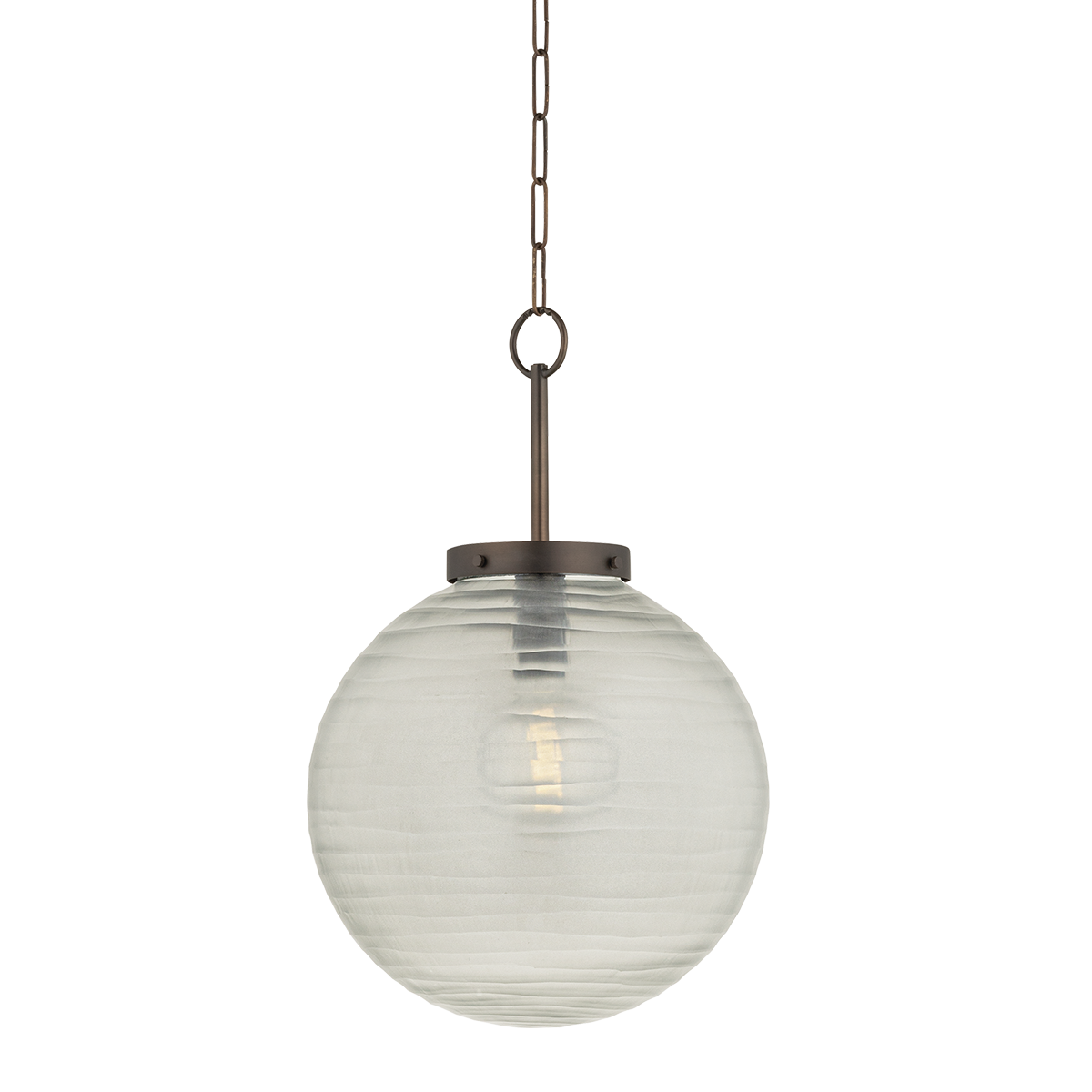 Falls Mills Pendant 16" in dark bronze shown from a second angle to highlight the shade shape and metal detail.
