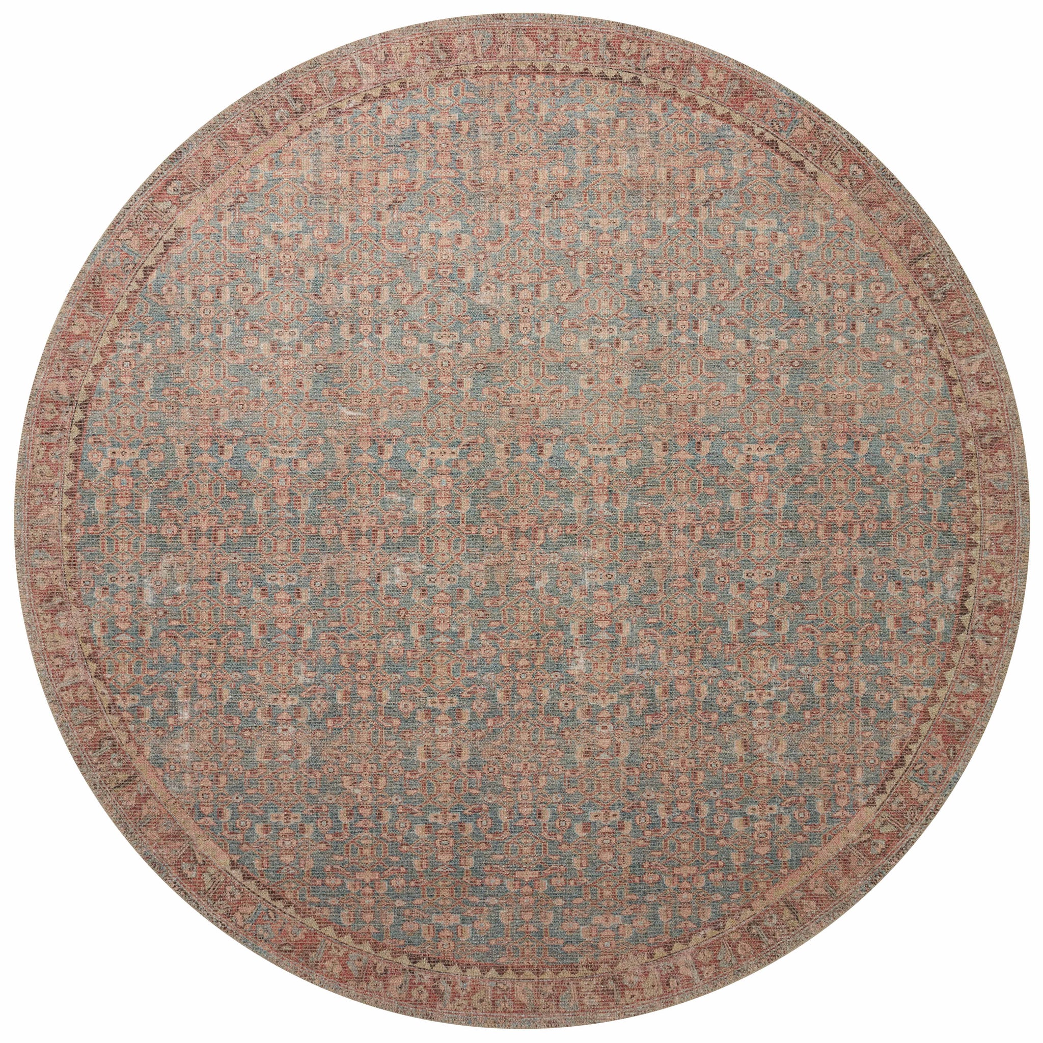 Aubrey Blue / Terracotta shown from a different angle to reveal its pattern.