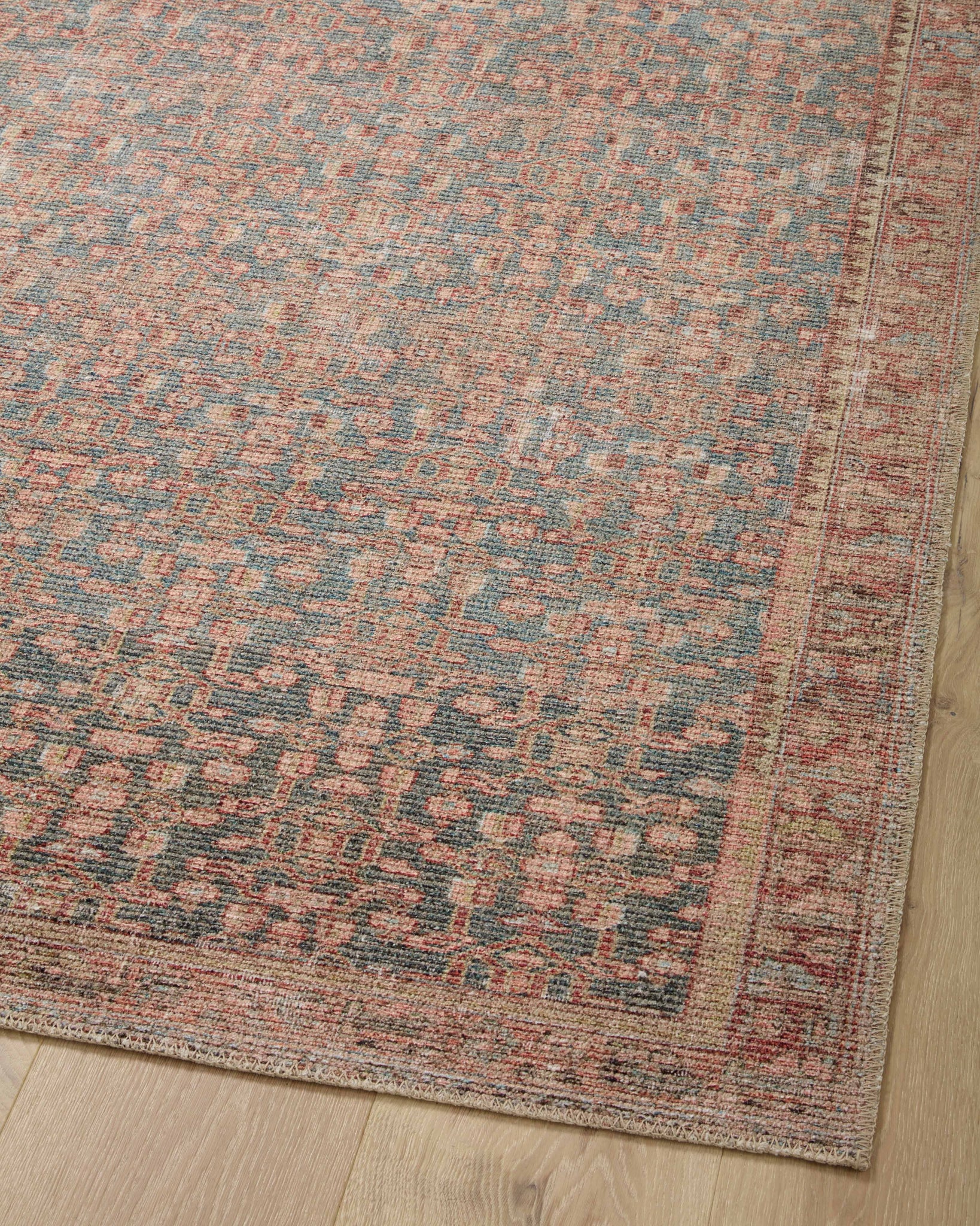 Aubrey Blue / Terracotta shown from a different angle to reveal its pattern.