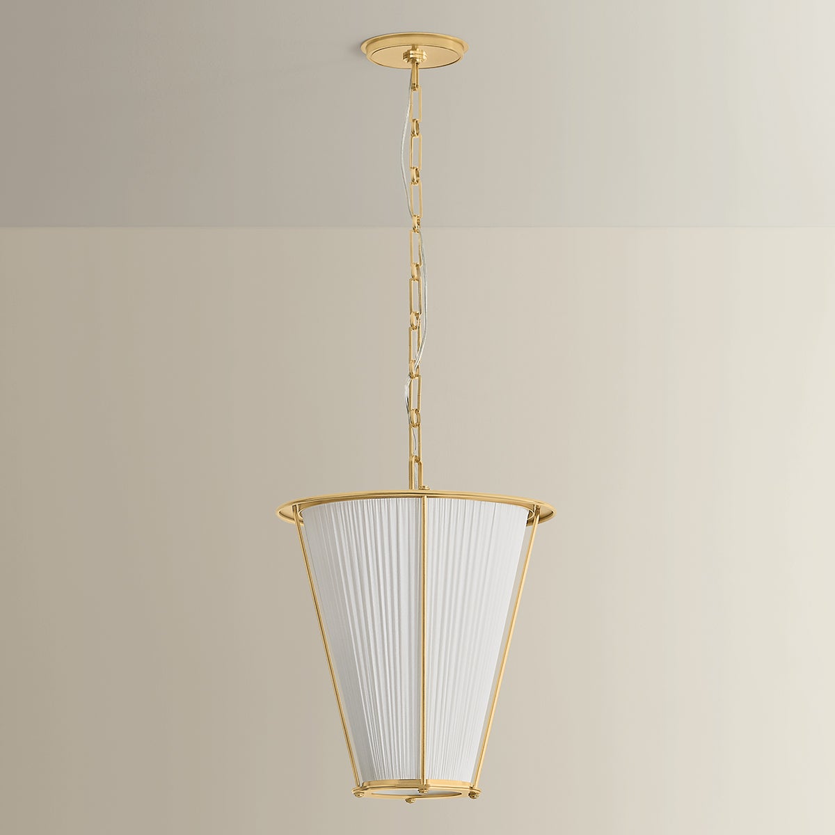 Ellsworth Lantern 15" in aged brass shown from the front to reveal the frame and glass panel detail.