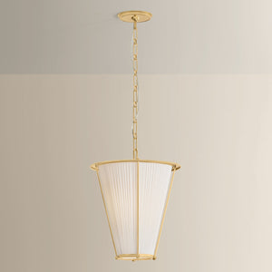 Close-up of the Ellsworth Lantern 15" in aged brass showing the frame and glass panel detail.