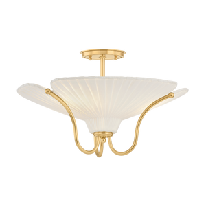 Gerhard Semi Flush in aged brass — a Hudson Valley semi flush for hallways, bedrooms, and entryways at Laurie Yapp Home.