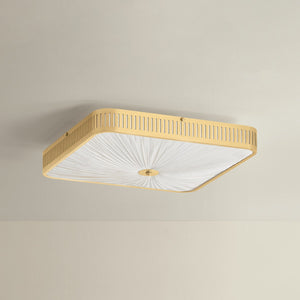 Henri Semi Flush 20.5" in aged brass shown from a second angle to highlight the shade profile and mounting canopy.