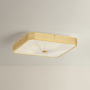 Henri Semi Flush 20.5" in aged brass shown from the front to reveal the shade profile and mounting canopy.