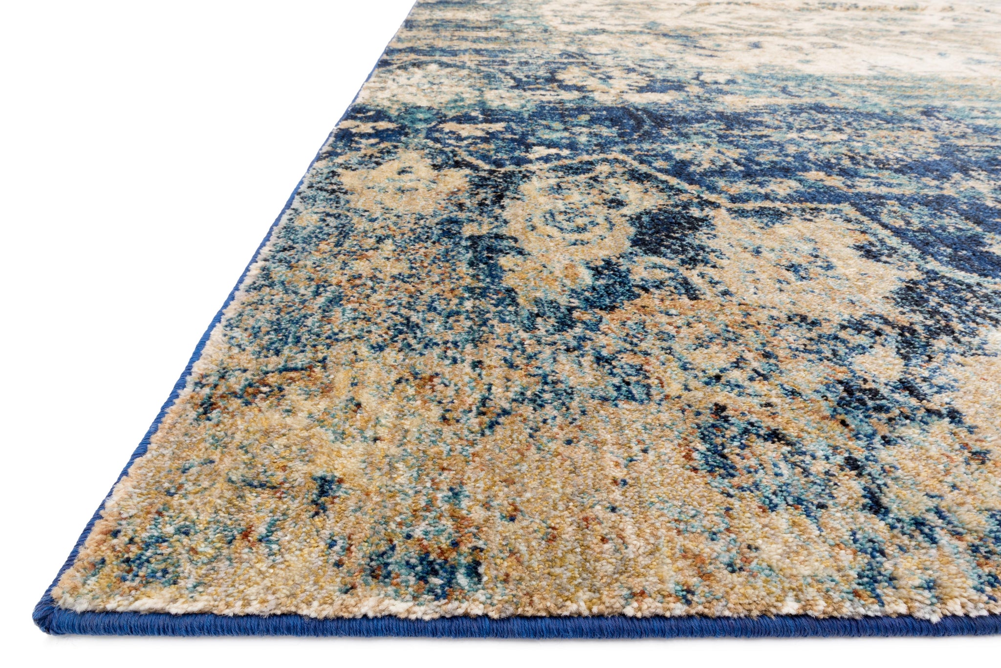 Side view of the Anastasia Blue / Ivory rug.
