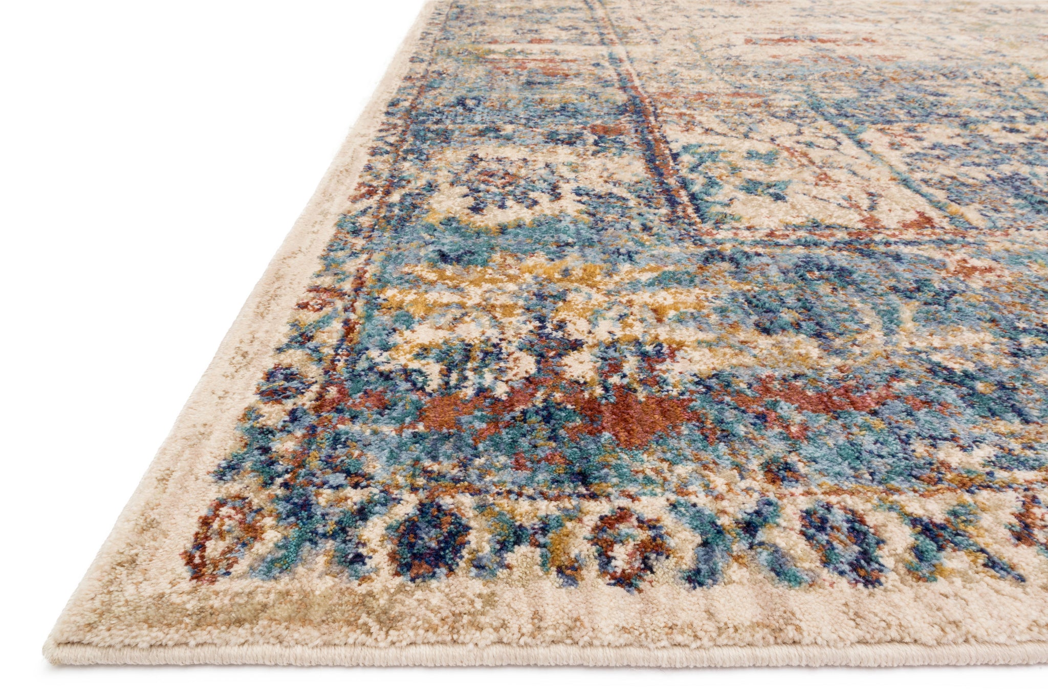 Side view of the Anastasia Sand / Lt. Blue rug.