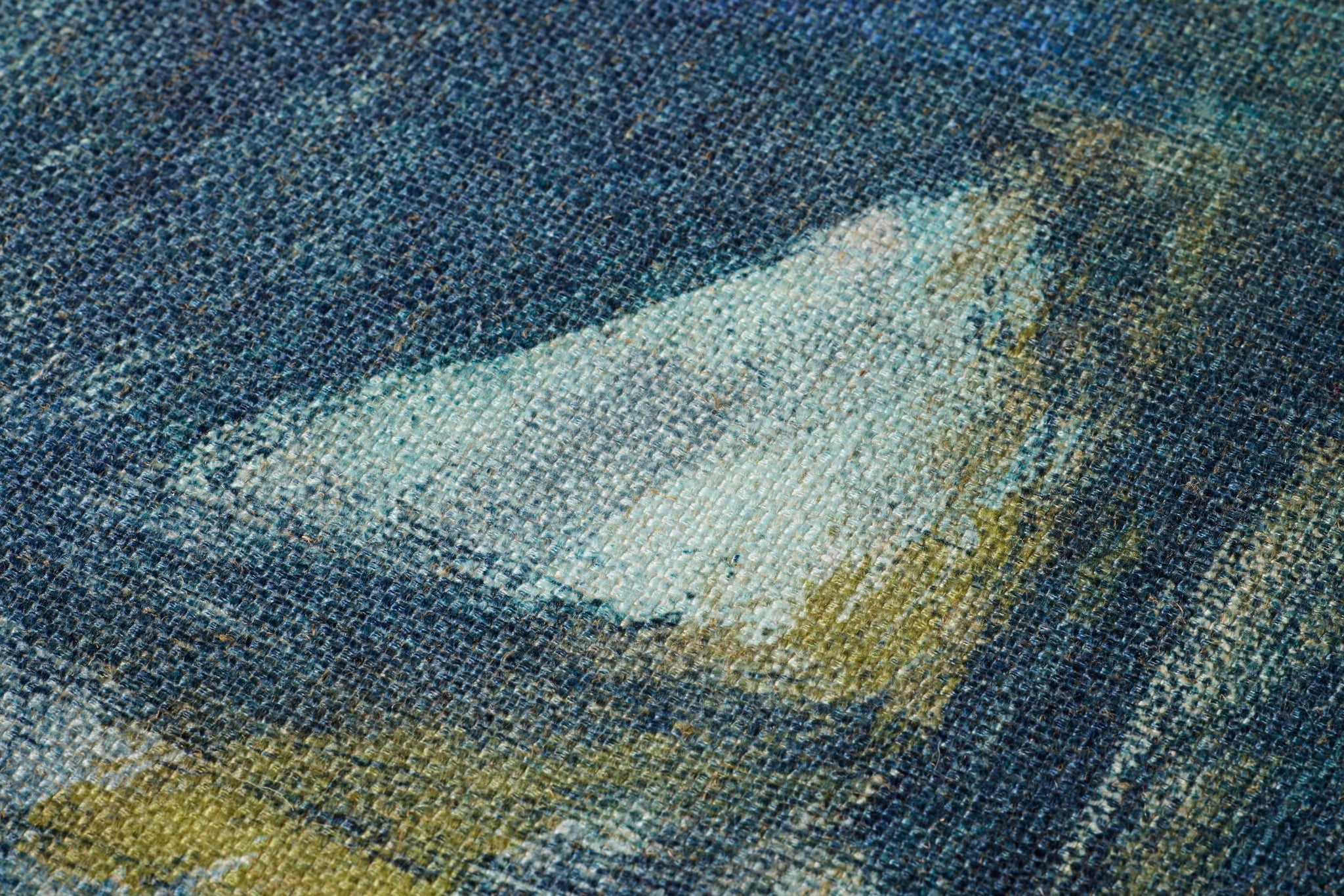 Fading Light Black Rug Art shown from a different angle to reveal its pattern.