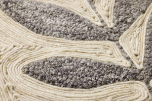 Frond & Fog Grey Rug Art shown from a different angle to reveal its pattern.