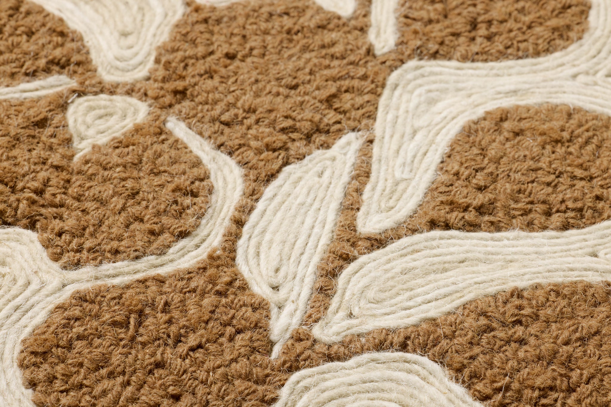 Sprig & Soil Brown Rug Art shown from a different angle to reveal its pattern.