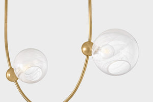 Astraia Chandelier shown from the front to reveal the frame, arms, and shade detail.