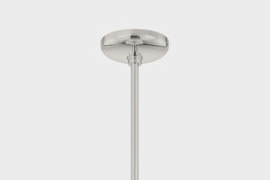 Close-up of the Auburndale Pendant in polished nickel showing the shade shape and metal detail.
