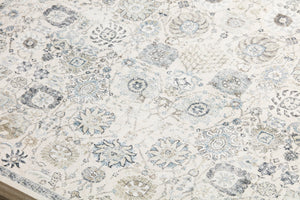 Bernadette Olive / Ivory Rug Art shown from a different angle to reveal its pattern.