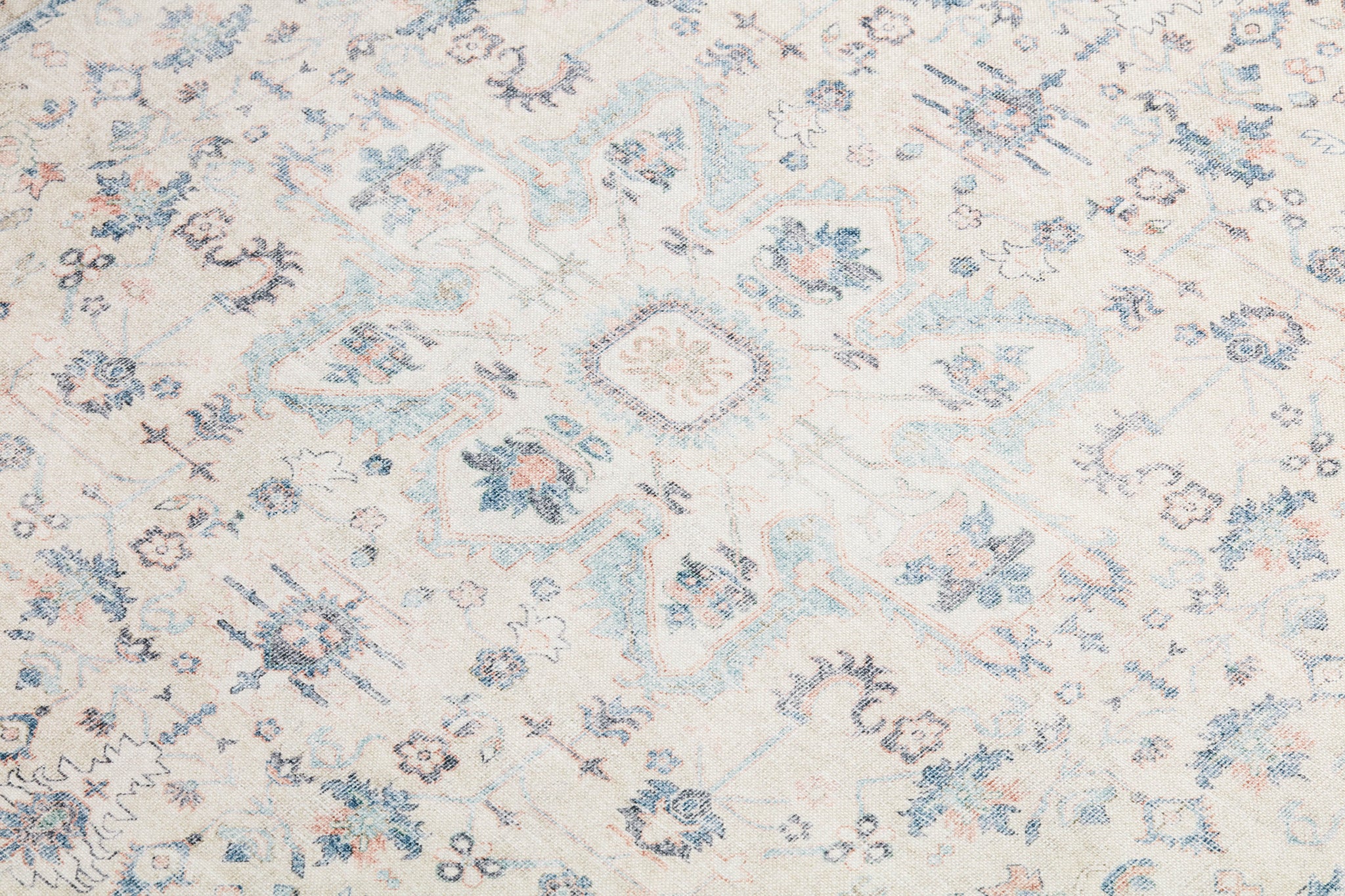 Eloise Pink / Ivory Rug Art shown from a different angle to reveal its pattern.