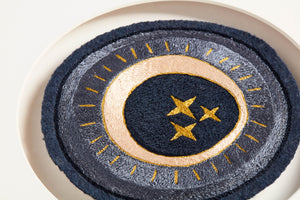 Side view of the Celestial Patch Blue / Ivory artwork.