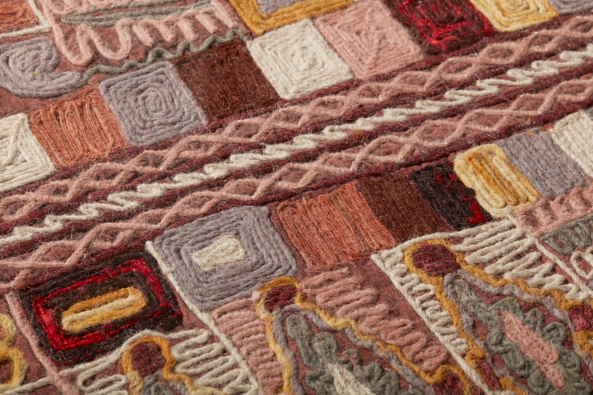 Sonny Pink / Multi Rug Art shown from a different angle to reveal its pattern.