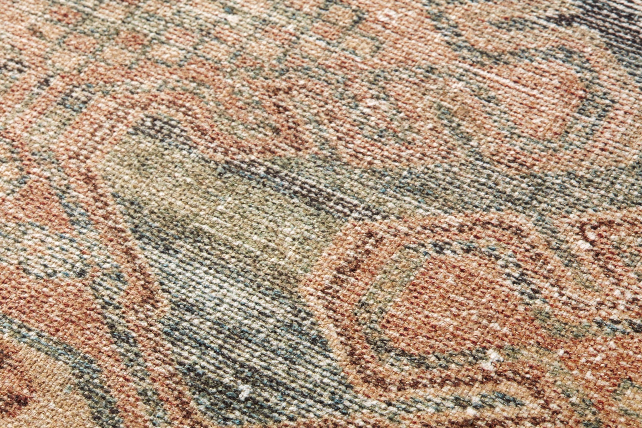 Saint Elizabeth Gold / Multi Rug Art shown from a different angle to reveal its pattern.