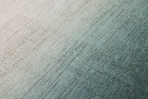 Posei Green / Blue Rug Art shown from a different angle to reveal its pattern.